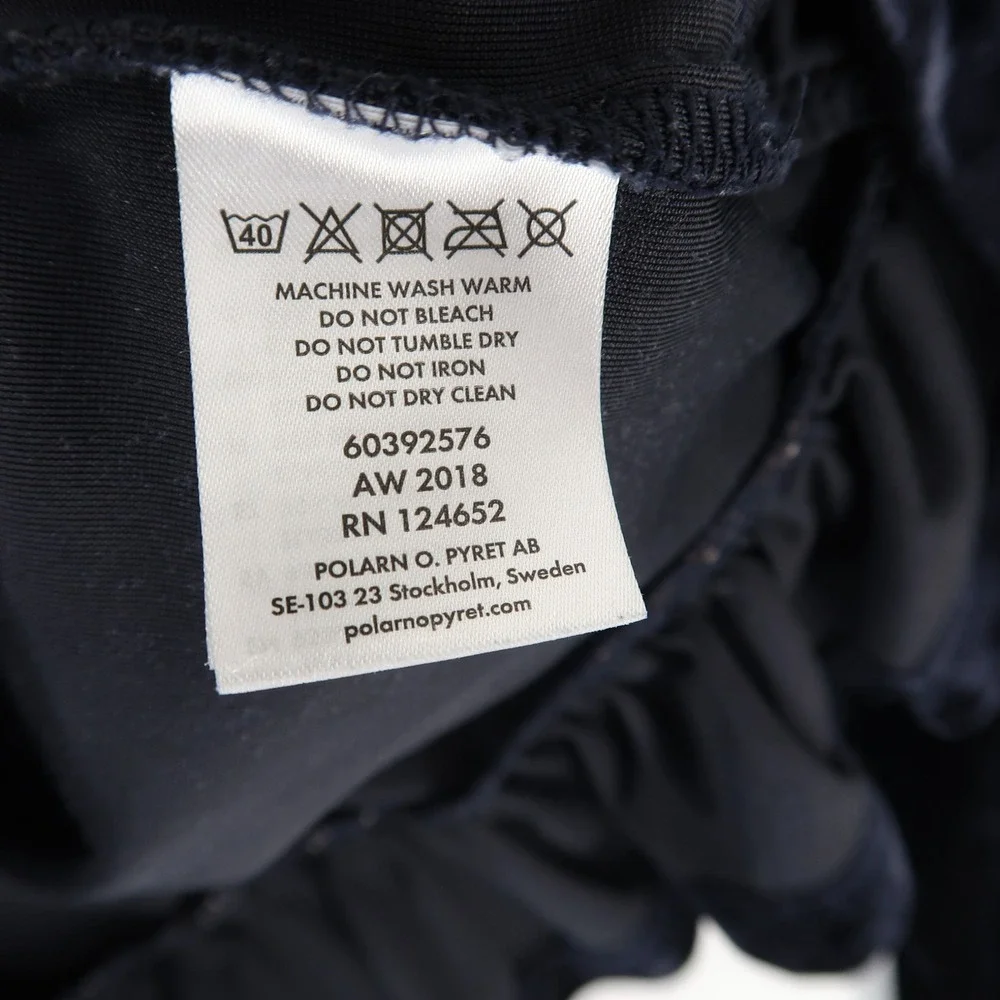 Polarn O. Pyret‎ Velvet Hoodie Swans Navy Blue Ruffle Girls Size 4-6